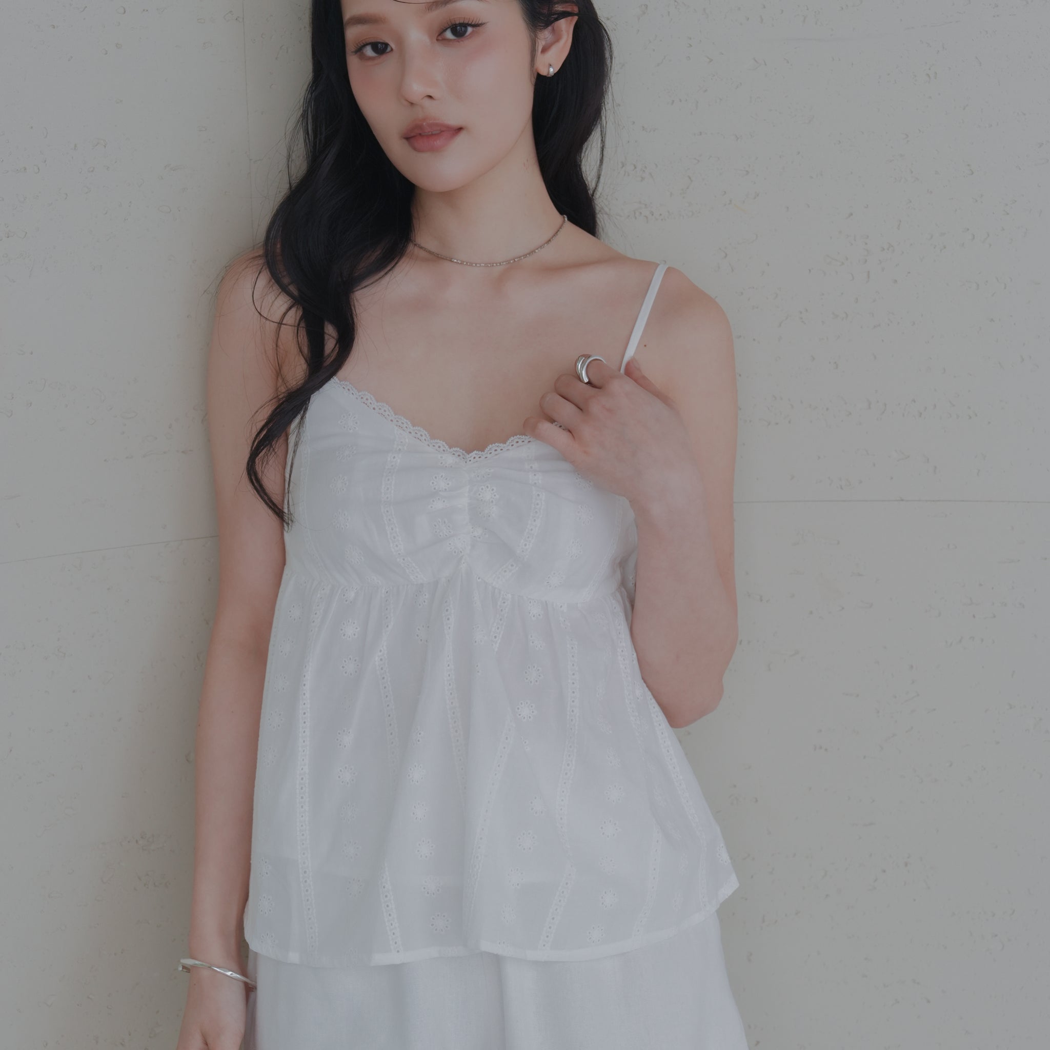 Rita Padded Babydoll Top in Eyelet