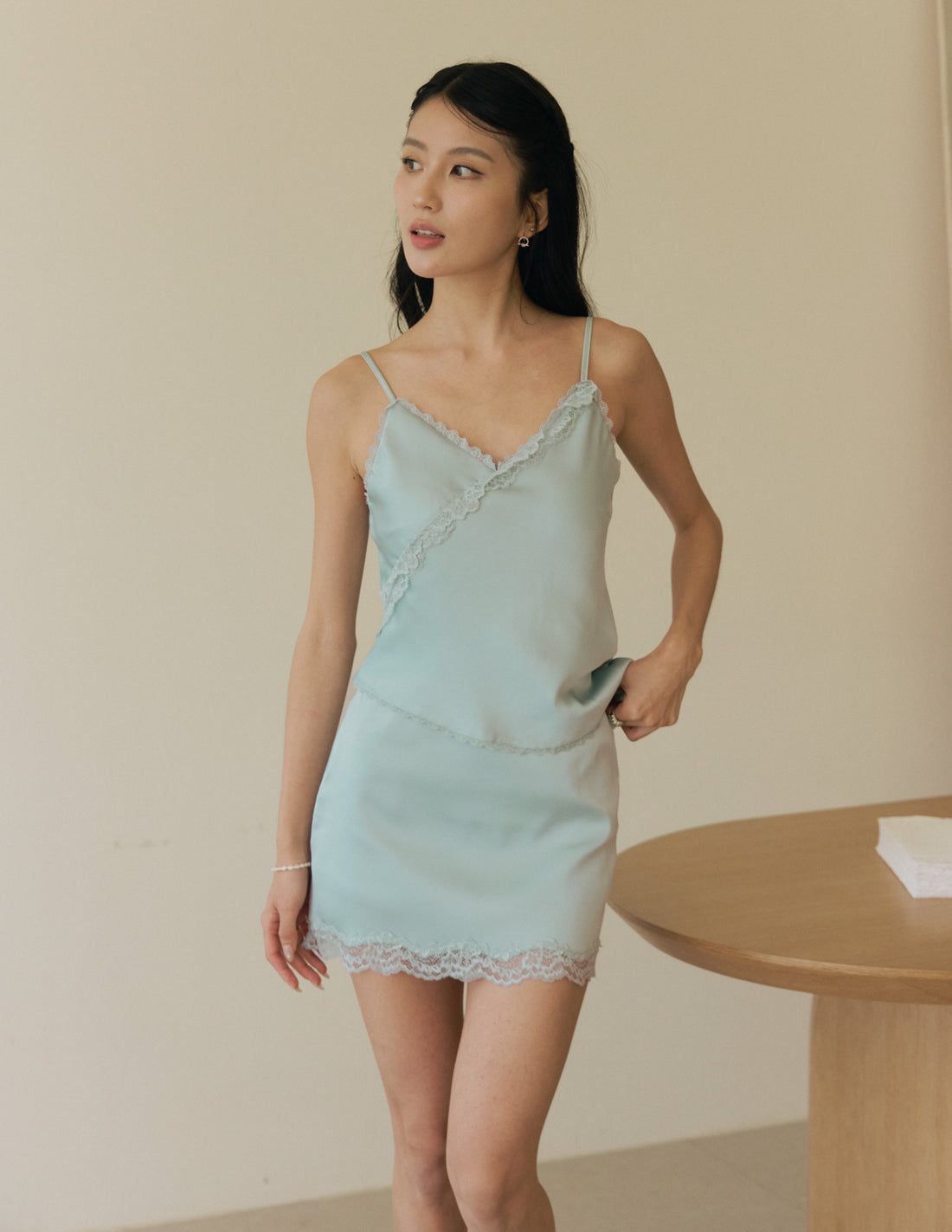 Celeste Lace Trim Skorts in Teal
