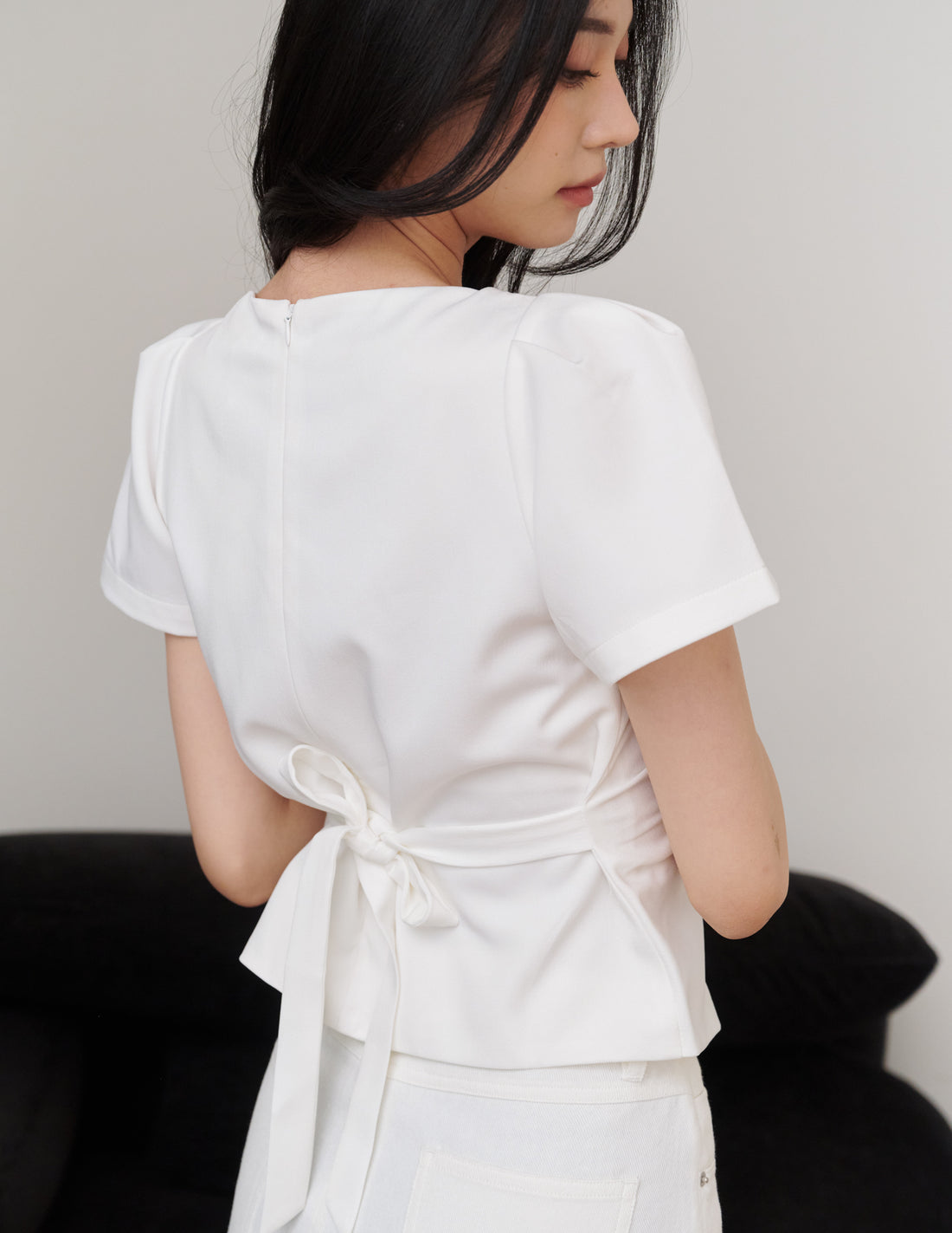 Sasha Tie Waist Top in White