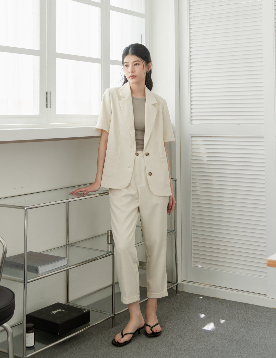 Tanya Linen Blazer in Sand