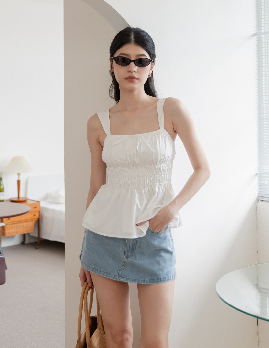 Serene Peplum Padded Top in White