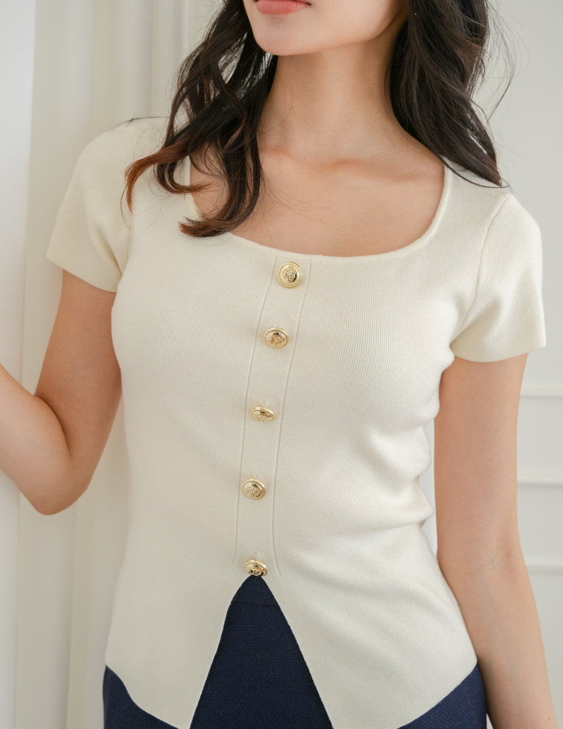 Fionne Knit Top in Cream