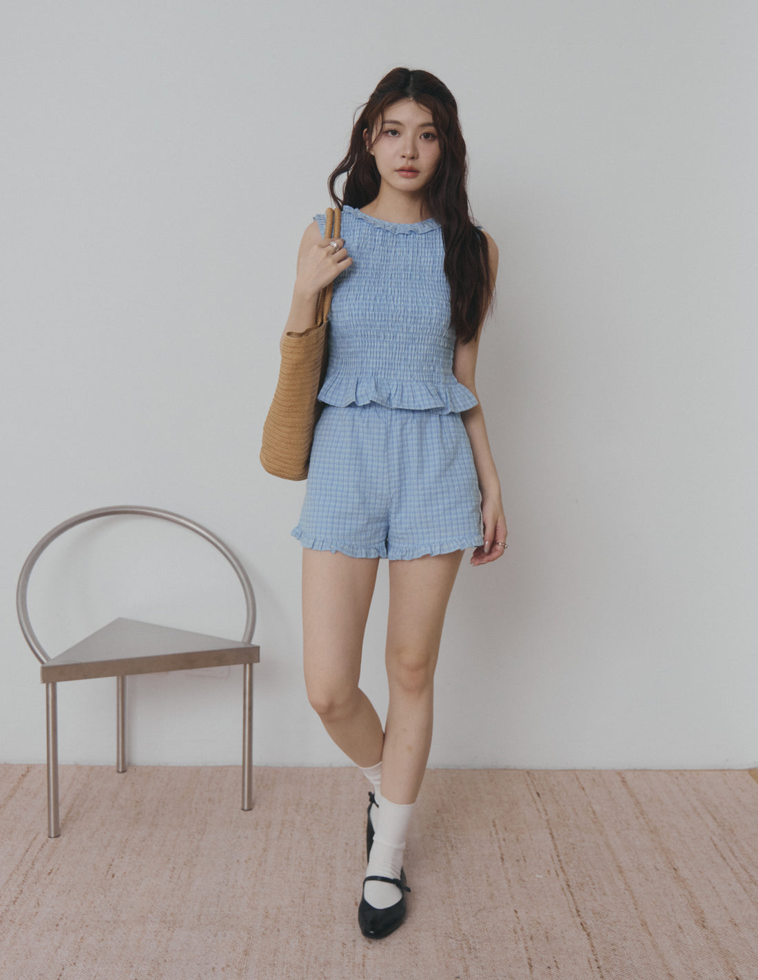 Cora Plaid Shorts in Blue