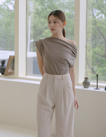 Sofie Asymmetric Top in Taupe