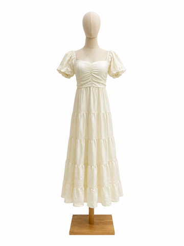 Lynette Padded Maxi Dress in Ivory