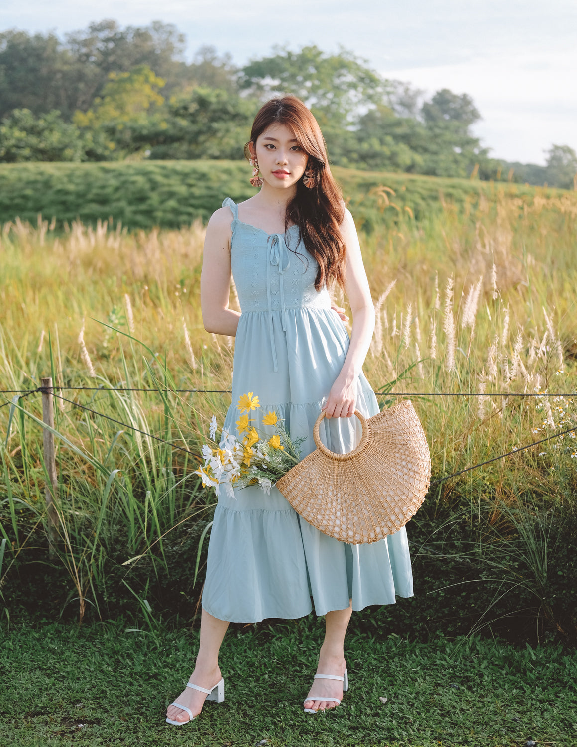 Nora Eyelet Dress in Mint