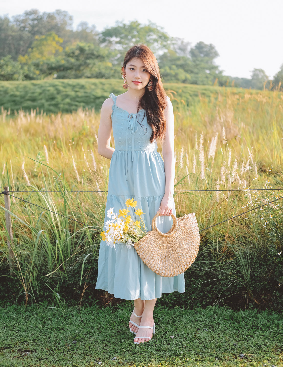 Nora Eyelet Dress in Mint