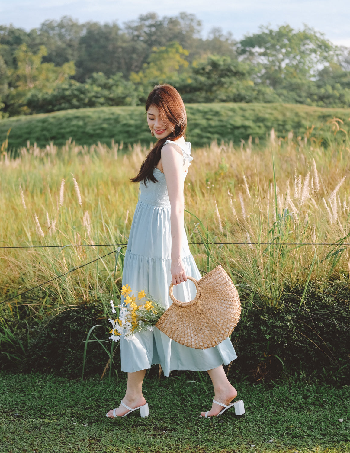 Nora Eyelet Dress in Mint