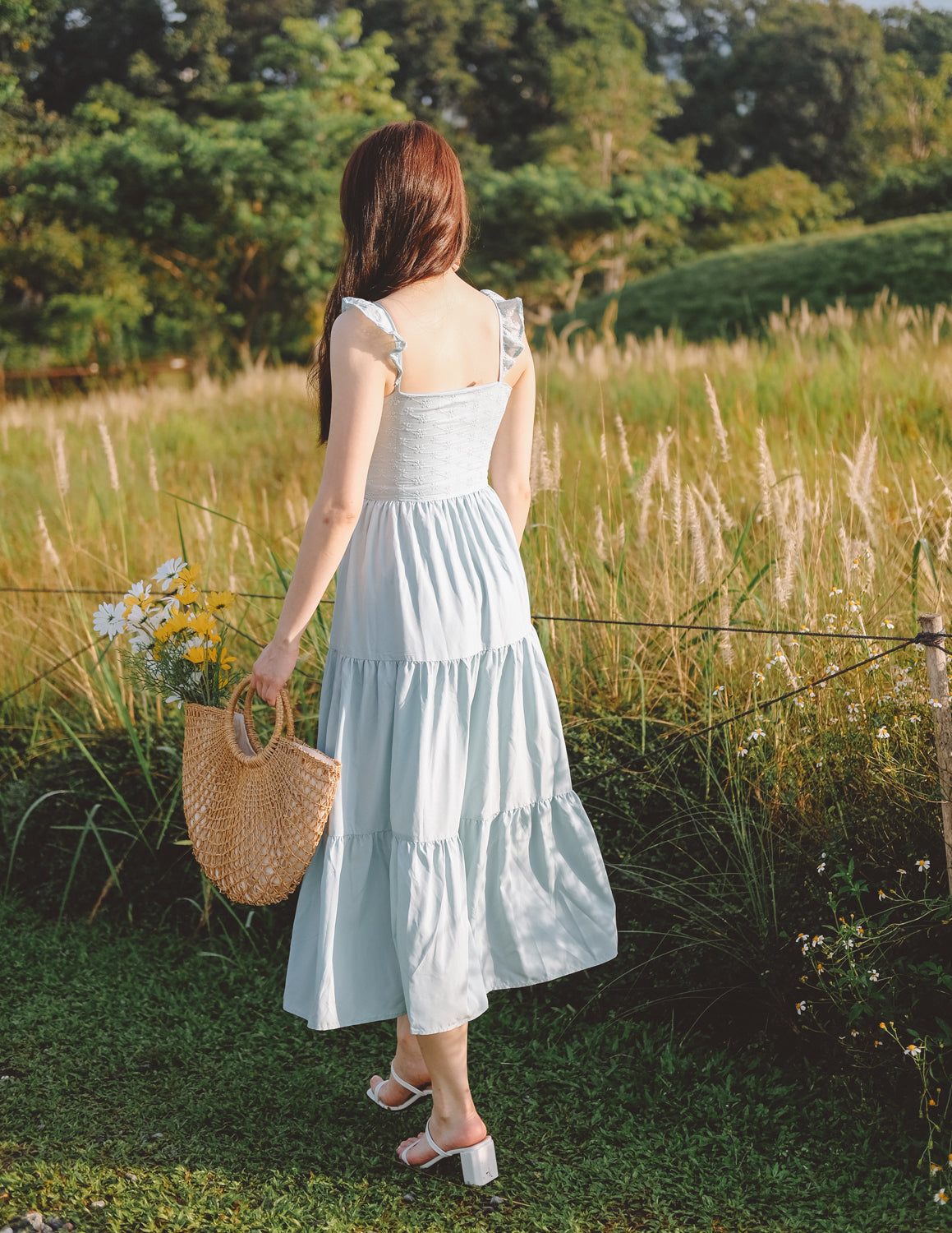 Nora Eyelet Dress in Mint