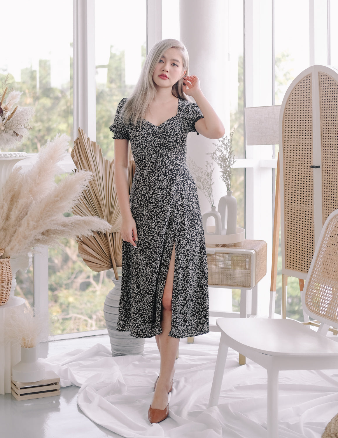 Dixie Floral Dress in Black