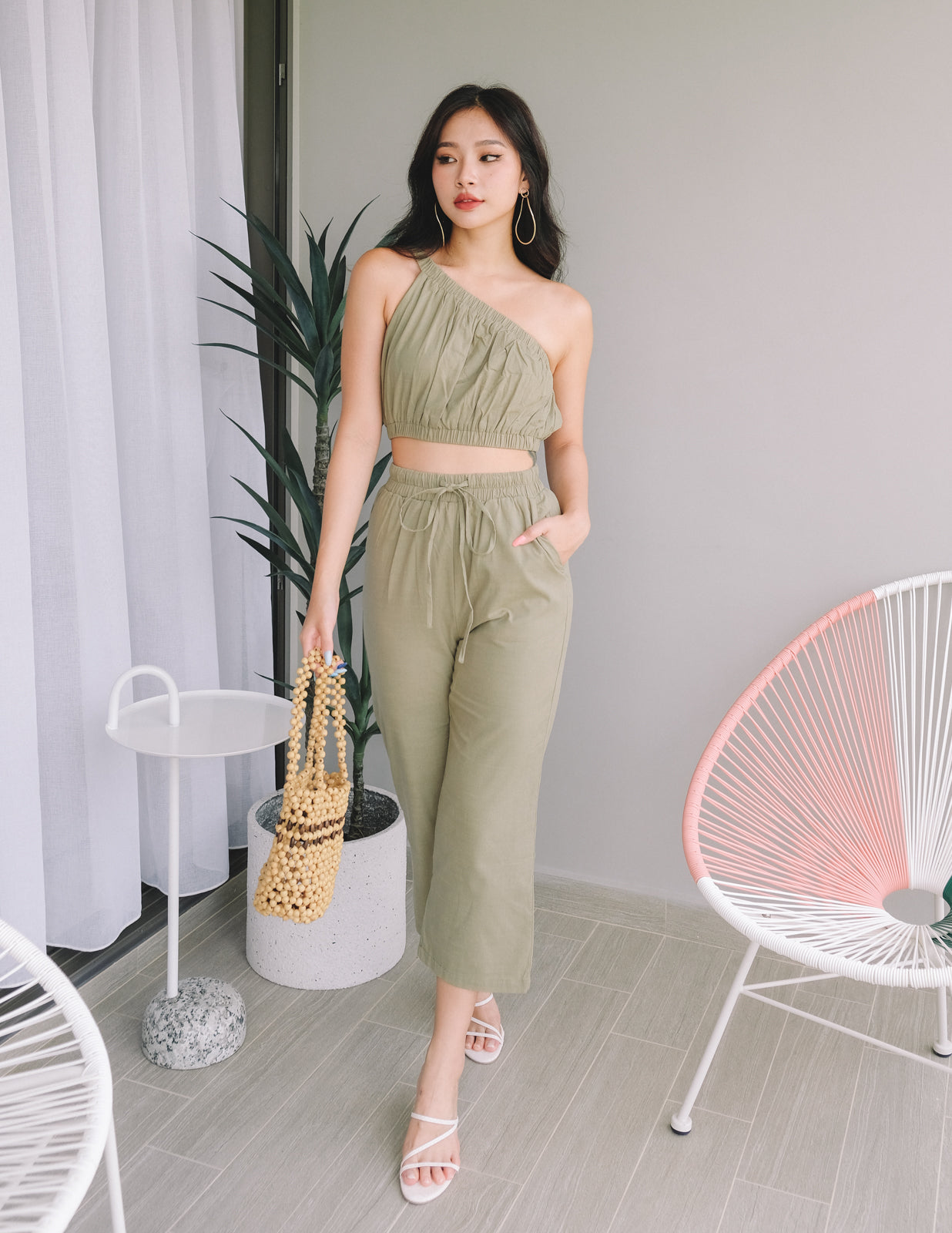 Zola Linen Pants in Olive