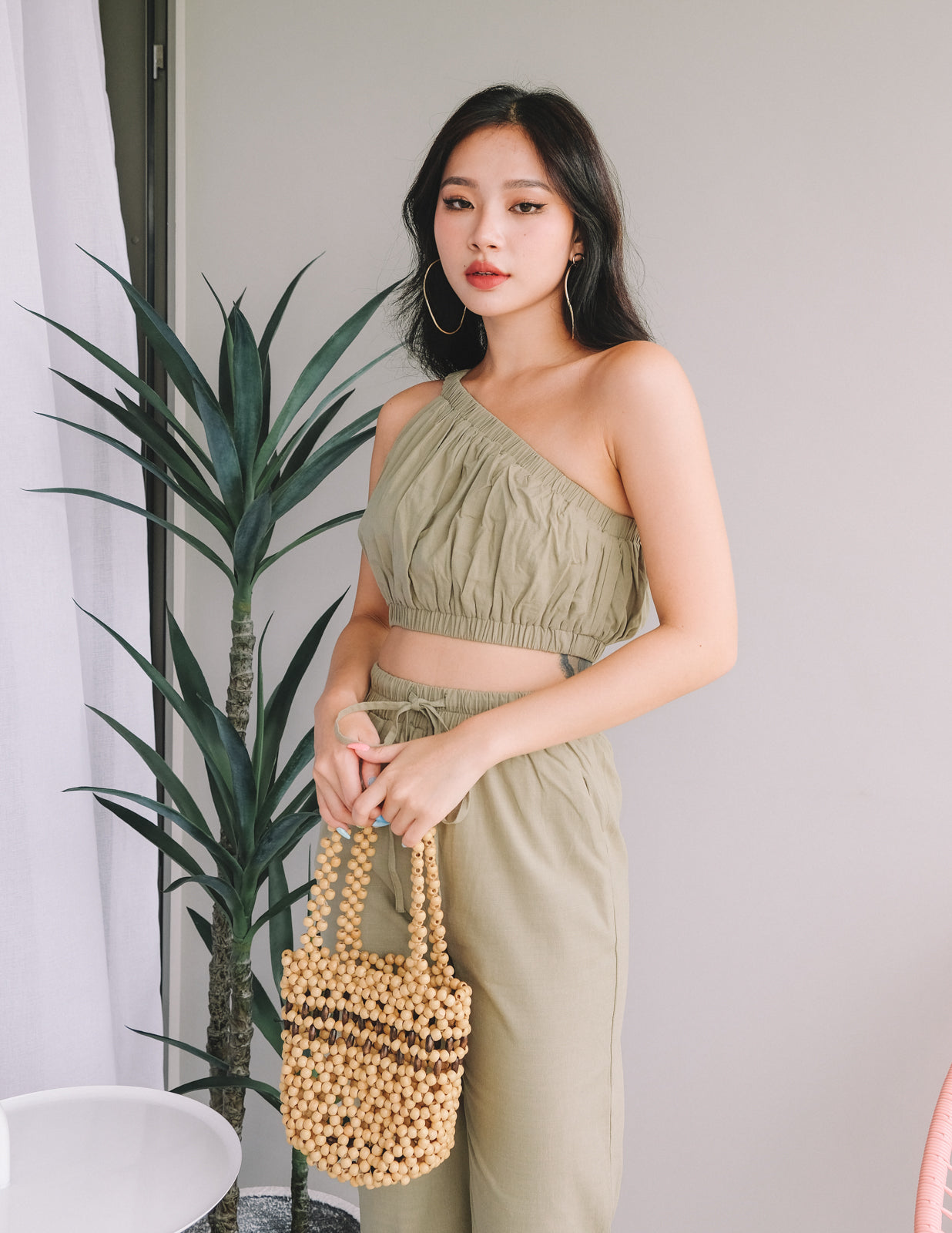 Jenna Linen Top in Olive