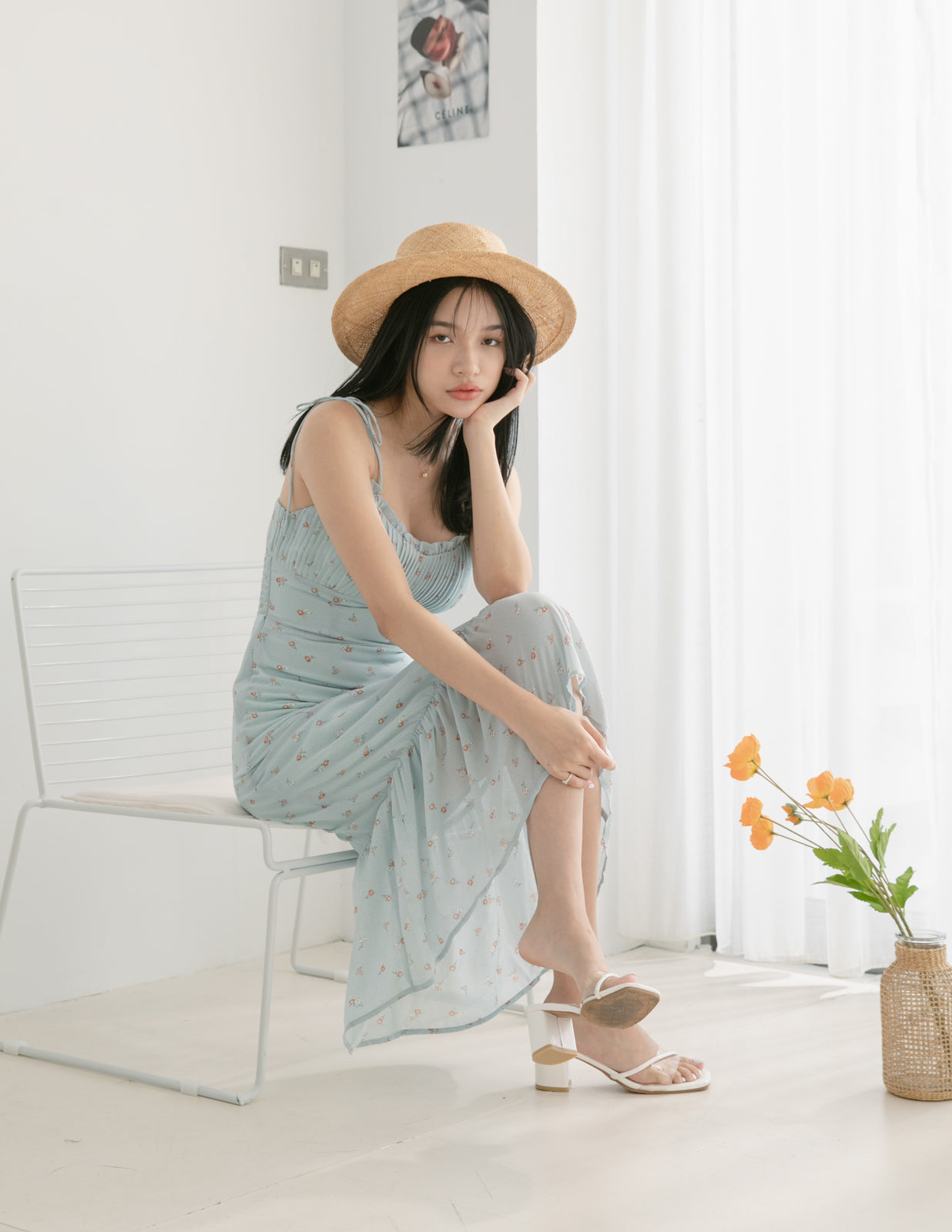 Angelica Floral Dress in Blue