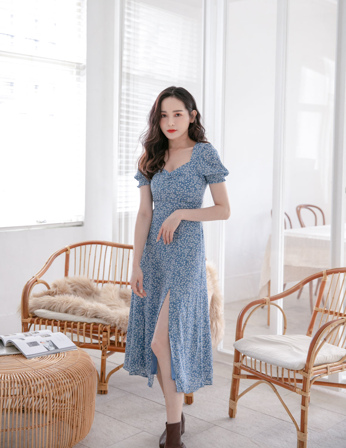 Dixie Floral Dress in Blue