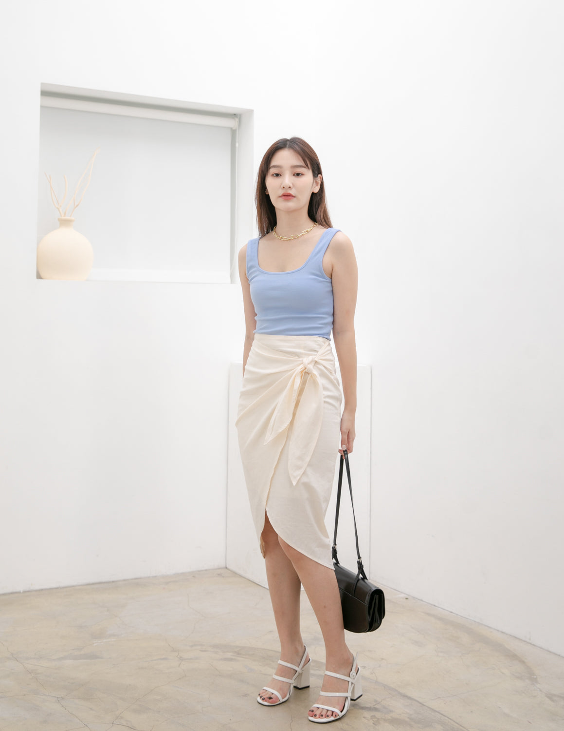 Jane Ribbed Top in Baby Blue