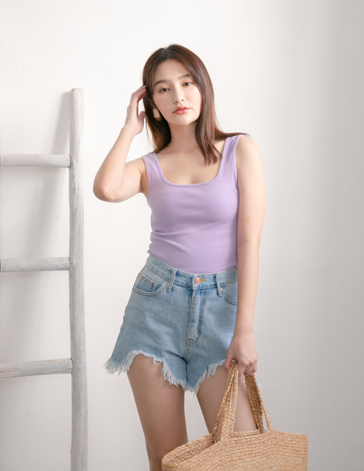 Jane Ribbed Top in Lilac