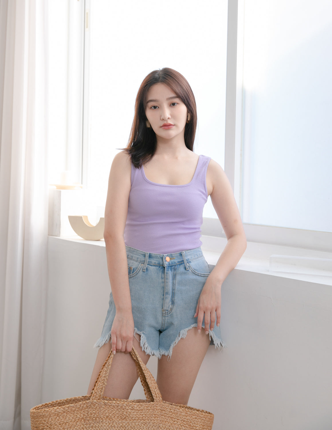 Jane Ribbed Top in Lilac
