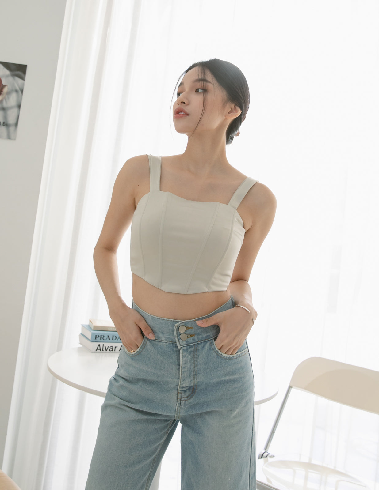 Beatrice Satin Top in Light Taupe