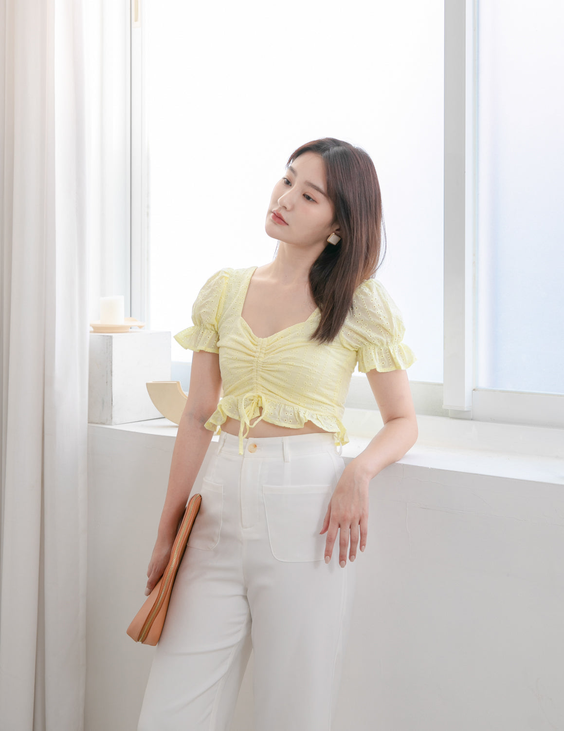 Tammy Eyelet Top in Yellow