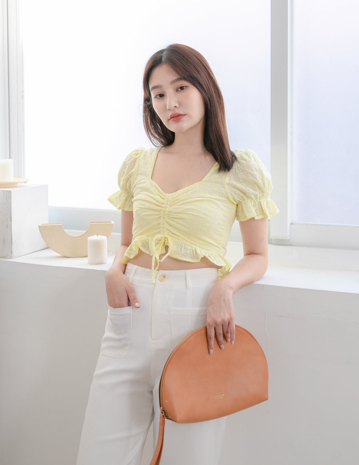 Tammy Eyelet Top in Yellow