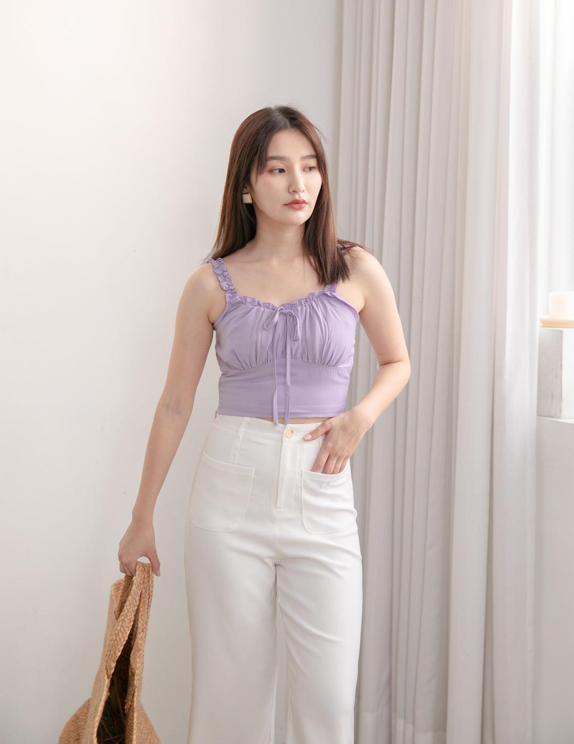 Claudia Ruched Top in Lilac