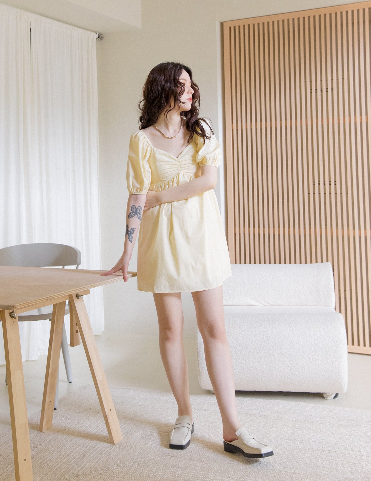 Mika Dress in Pale Yellow
