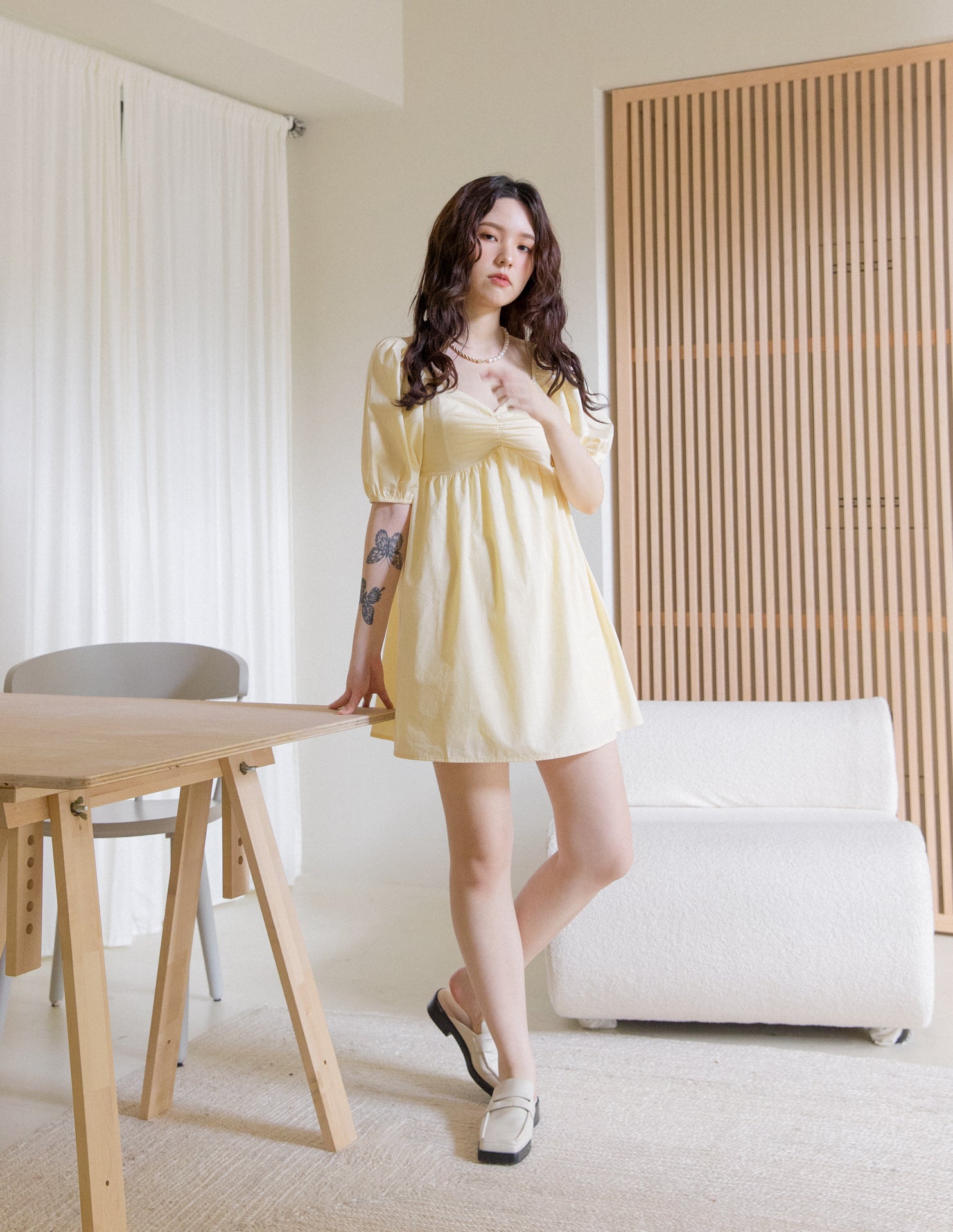 Mika Dress in Pale Yellow