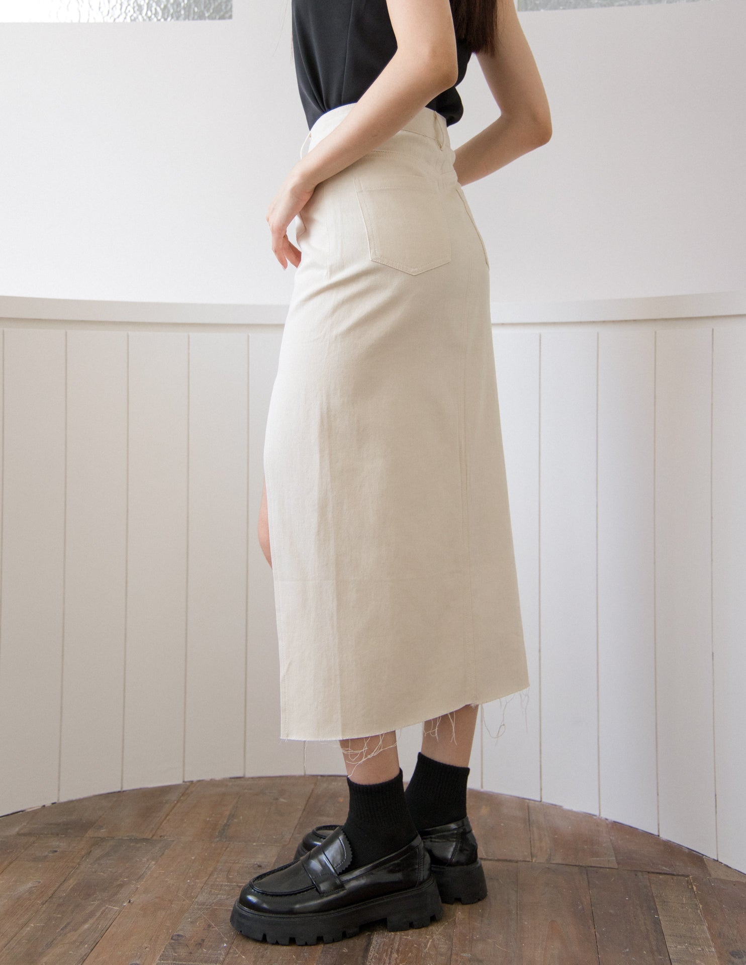 Ashley Denim Skirt in Cream