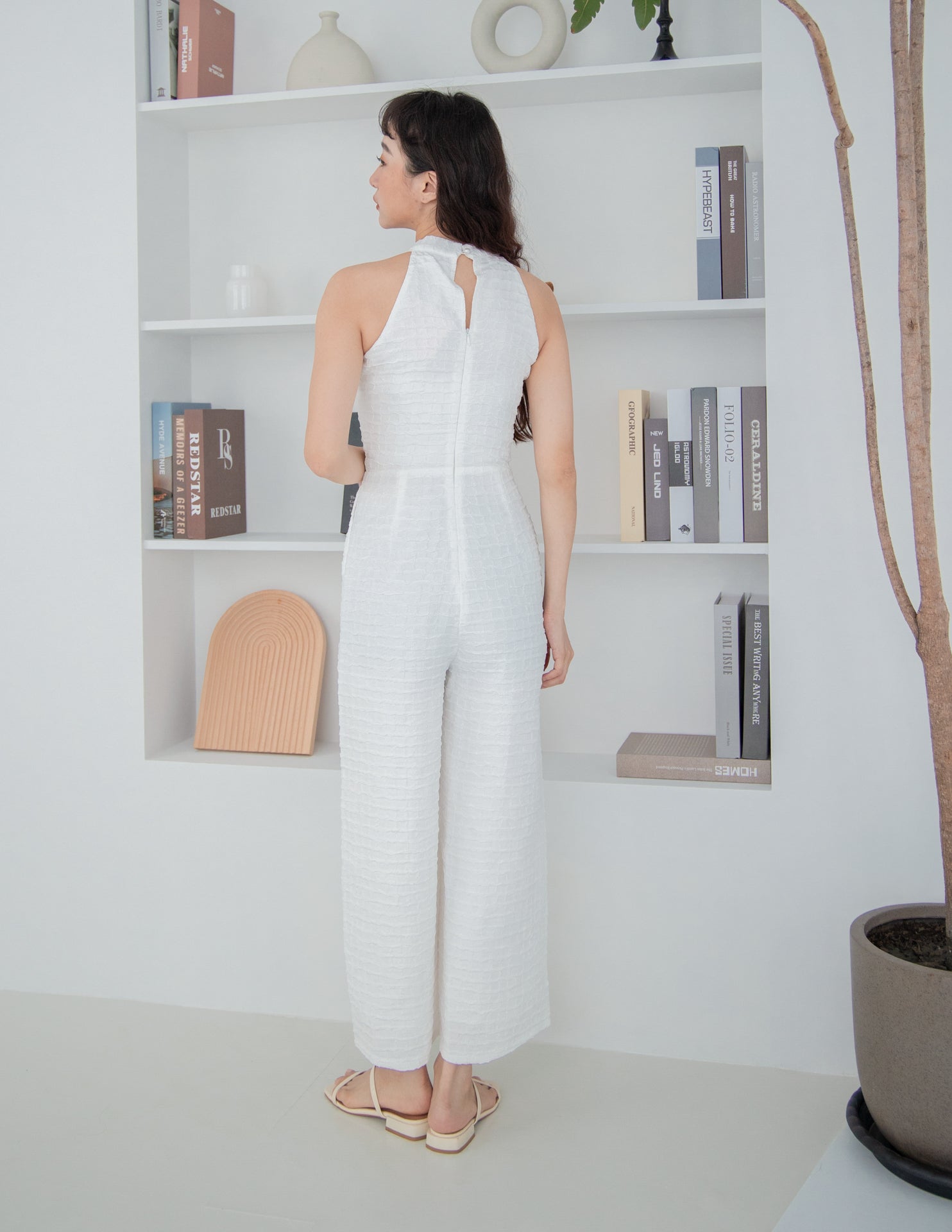 Madeline Textured Jumpsuit in White