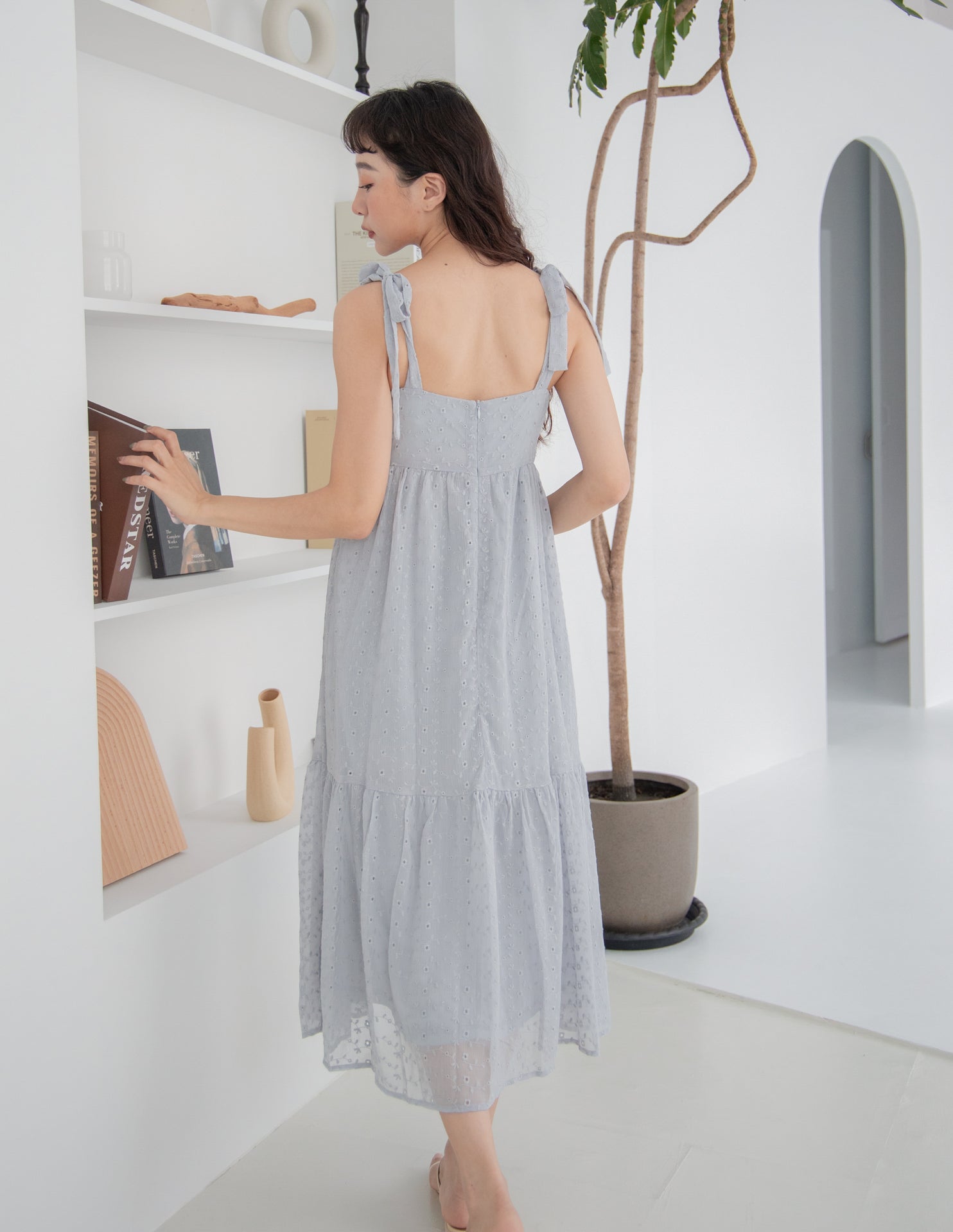 Vickie Midi Dress in Dusty Blue