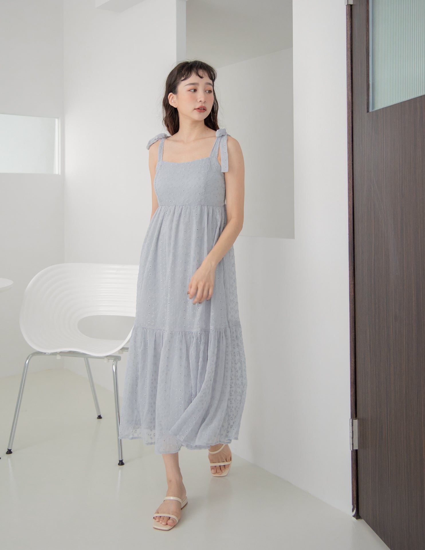 Vickie Midi Dress in Dusty Blue