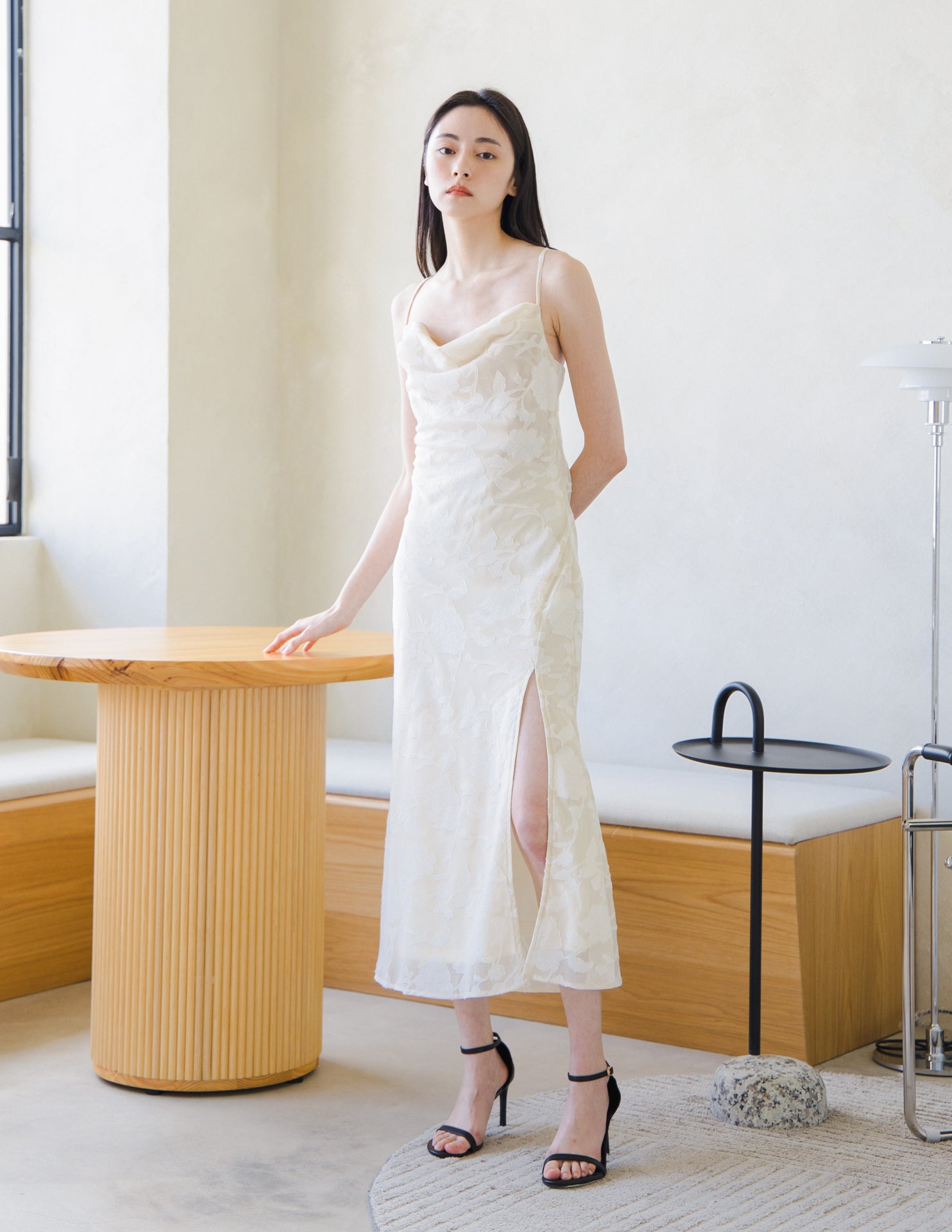 Francesca Jacquard Dress in Cream