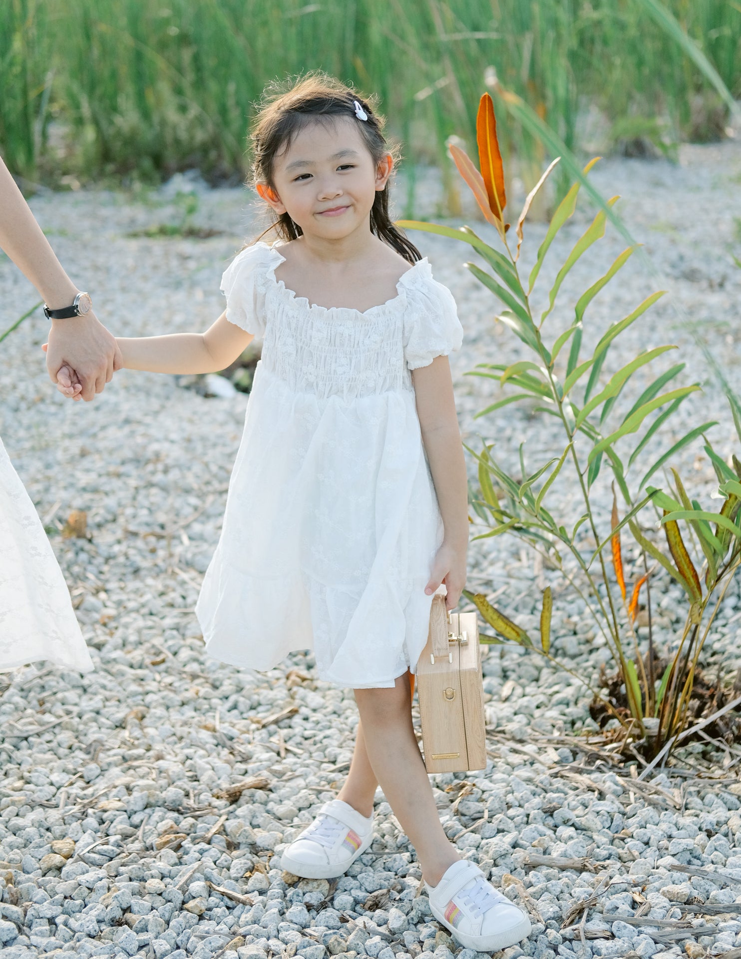 *KIDS* Mikaela Dress in White Embroidery