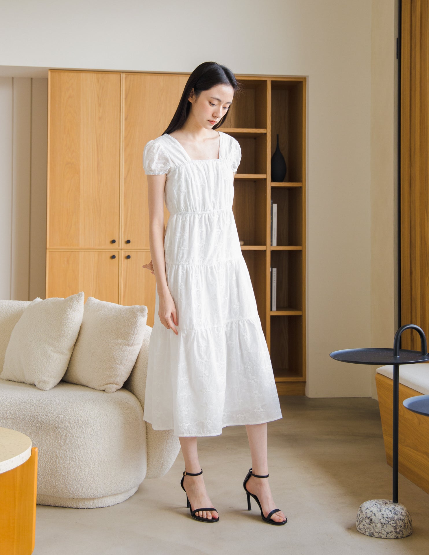 Angelina Dress in White Embroidery