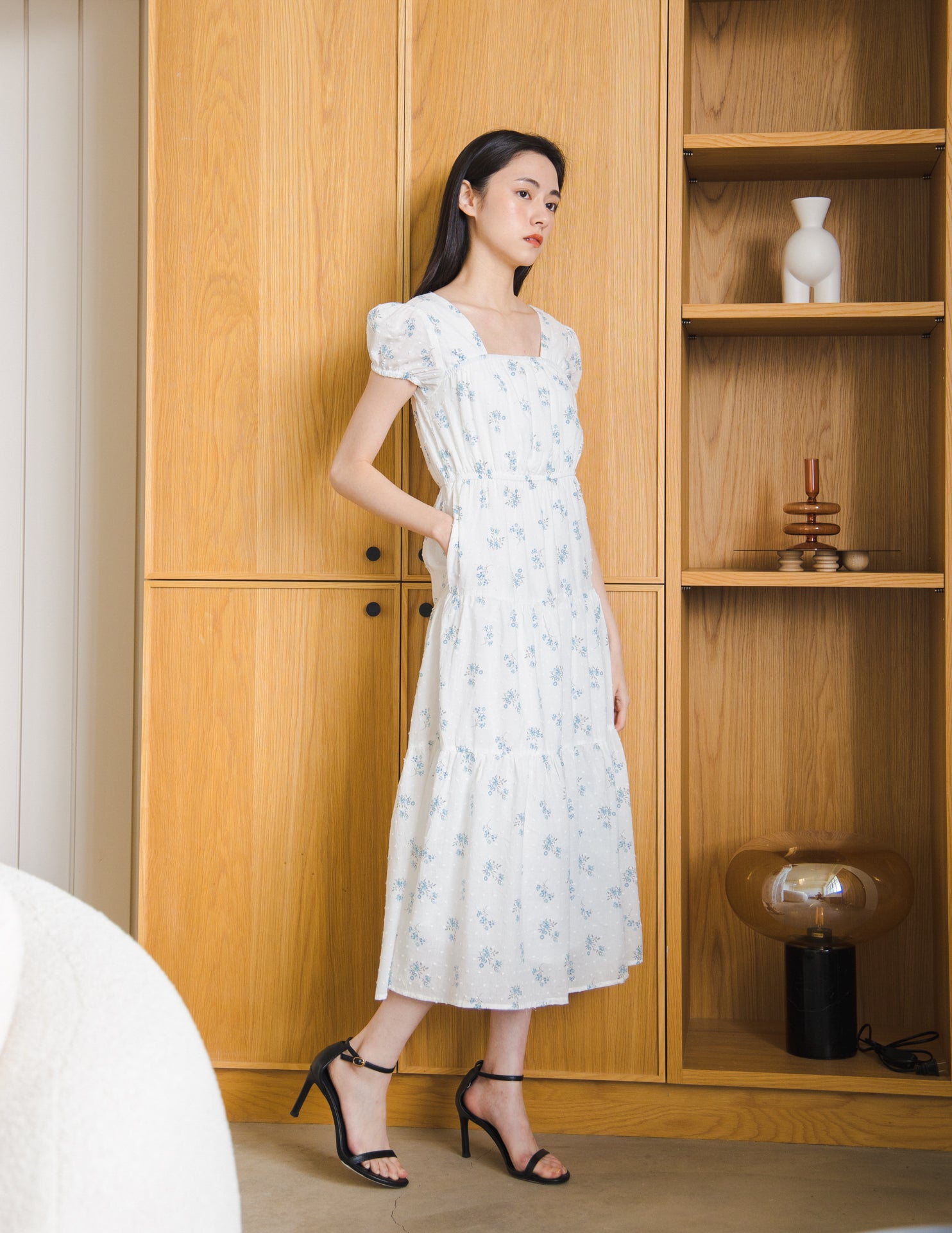 Angelina Dress in Blue Floral